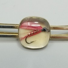 Vintage Fly Fishing Hook Tie Bar Clip Gold To...