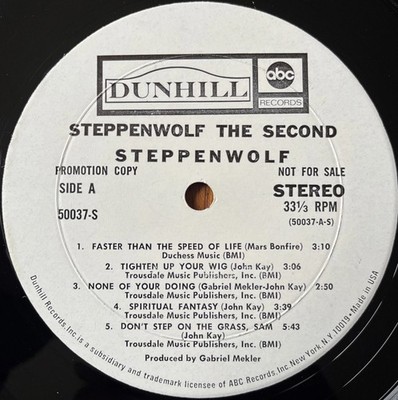 STEPPENWOLF - The Second LP 1968 US Dunhill / ABC Records RARE *PROMO*  Pressing