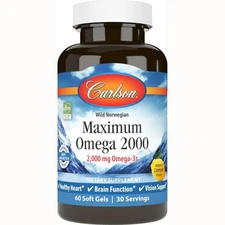 Carlson Wild Norwegian Maximum Omega 2000 - Lemon 2,000 mg 60 Sgels