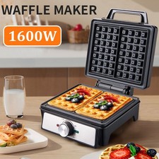 Image of 1600W Waffle Maker Dual Non-Stick Iron Plates Adjustable Temperature Control New