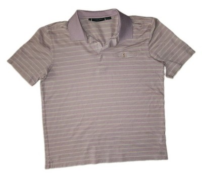 Bobby Jones Players Mens Pink White Green Striped Cotton Golf Polo Shirt Size M