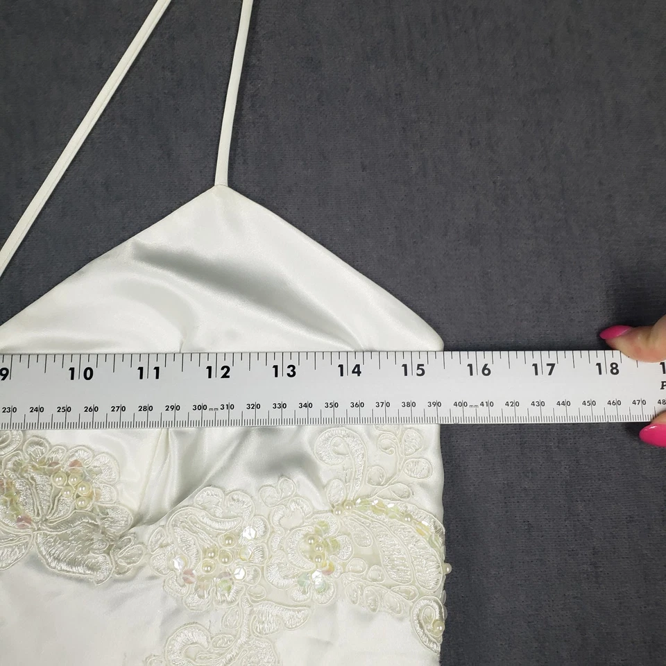 Vestido Victoria Secret para mujer talla mediana satinado mini cuentas bordado marfil Foto 3 de 4