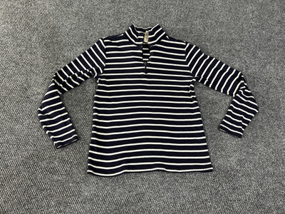 L.L. Bean Sweater Mens Small Navy Striped Mock Neck Quarter Zip Pullover Cotton