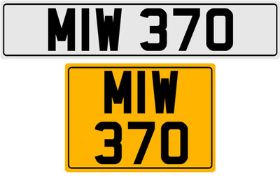 MIW 370 M 3x3 DATELESS PRIVATE NUMBER PLATE MAT MATT MARK MICK MIK MIC MEL MAX