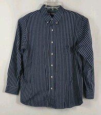 Chaps Button Up Blue Stripe Dress Shirt Men Size XL Long Sleeve Classic Fit -EUC