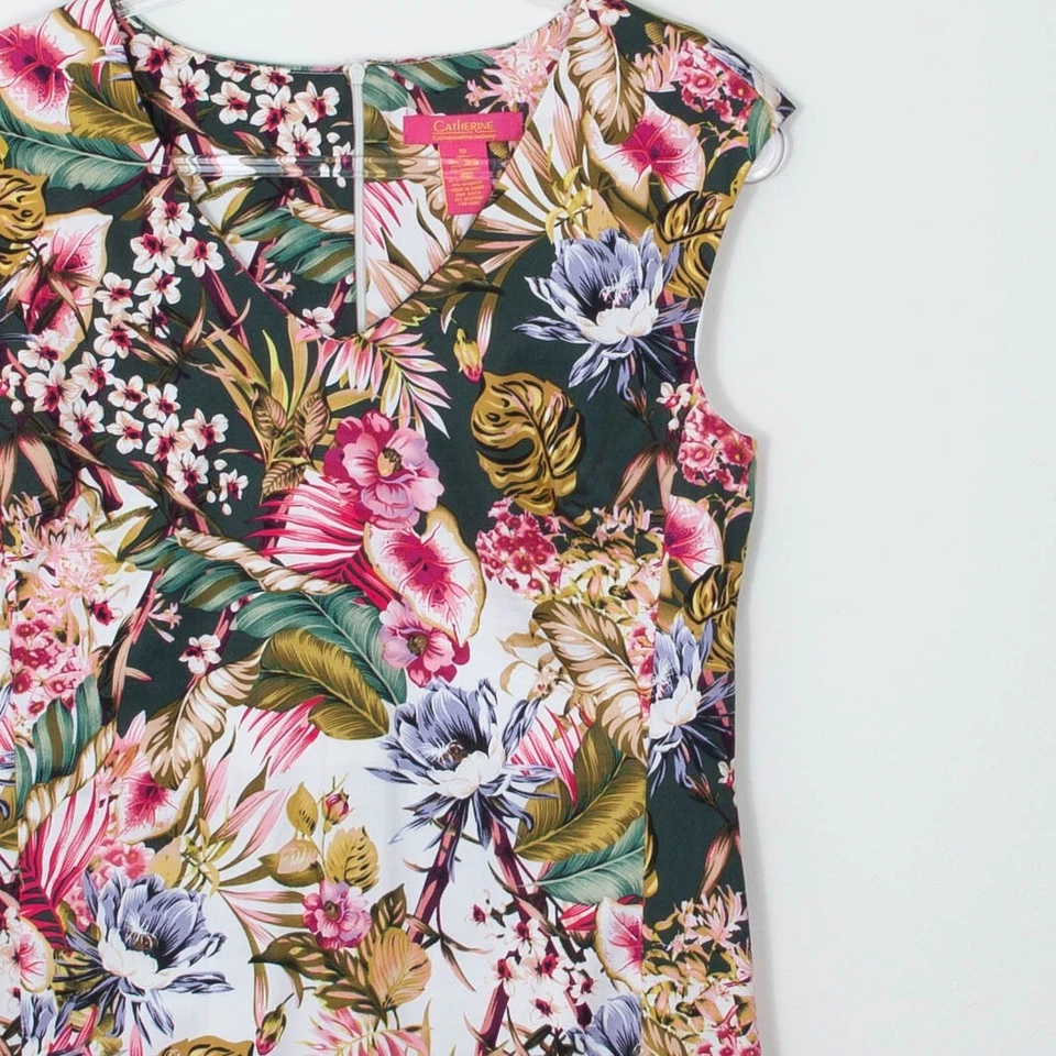 Платье-футляр Catherine Malandrino с цветочным рисунком тропическое офисное женское размер 10 - Изображение 2 из 4