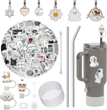 8 pc Tumbler Accessories Set for 30-40 oz  plus 50 Stickers