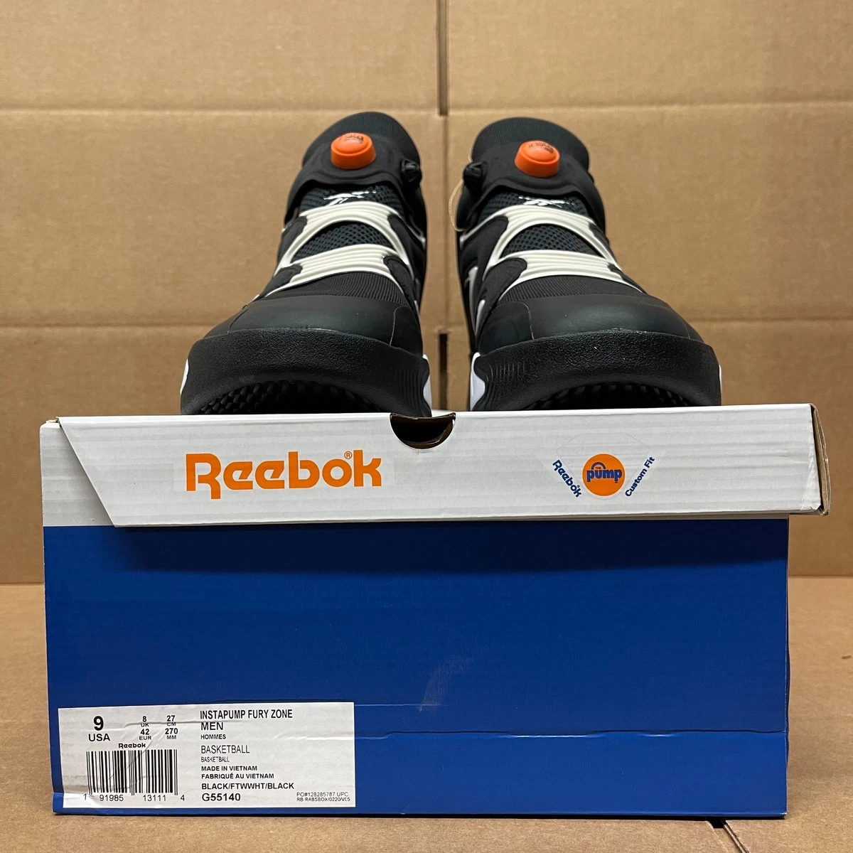 Reebok Classic Instapump Fury Zone Black White Men Basketball Shoe G55140 US 9