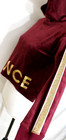 JUSTICE ACTIVE HOODIE SIZE 10 BURGUNDY VELOUR "DANCE" IN GOLD PRINT FRONT-SLEEVE — photo 5