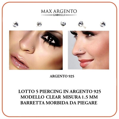 COPPIA ORECCHINI PIERCING A Cerchietto Argento 925% Con Piuma Cartilagine Trago EUR 12,90 - IT - Foto 5