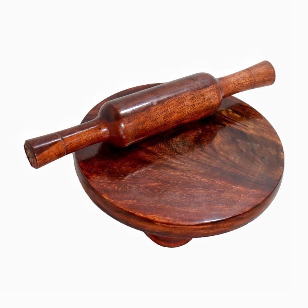 Indian Traditional Sheesham Wooden Pure Rosewood Chakla Belan Rolling Pin Board