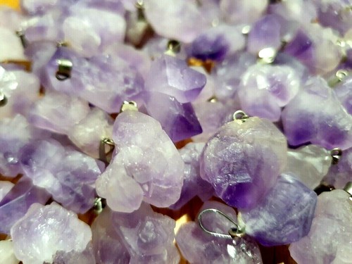 Raw Amethyst Crystal Necklace Pendant Freeform Natural Small Gemstone Spiritual - Picture 9 of 15