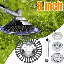 New 8 Inch Steel Wire Wheel Brush Grass Trimmer Head Weed With Adapter Kit US
