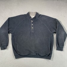 Vintage Straight Down Mens XL 1/4 Button Pullover Sweater Dark Gray Made in USA