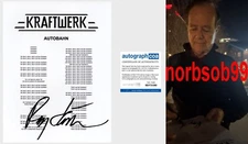 RALF HUTTER KRAFTWERK SIGNED AUTOBAHN LYRICS SHEET w/EXACT PROOF & AUTOGRAPH COA