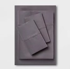 King 400 Thread Count Solid Performance Sheet Set Dark Gray Threshold