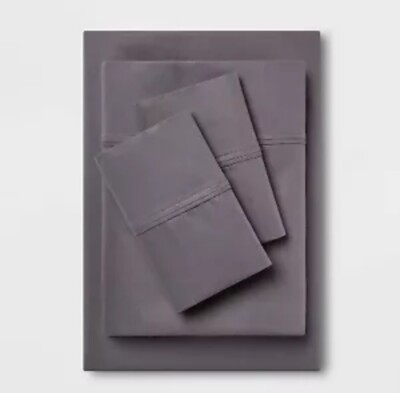 King 400 Thread Count Solid Performance Sheet Set Dark Gray Threshold