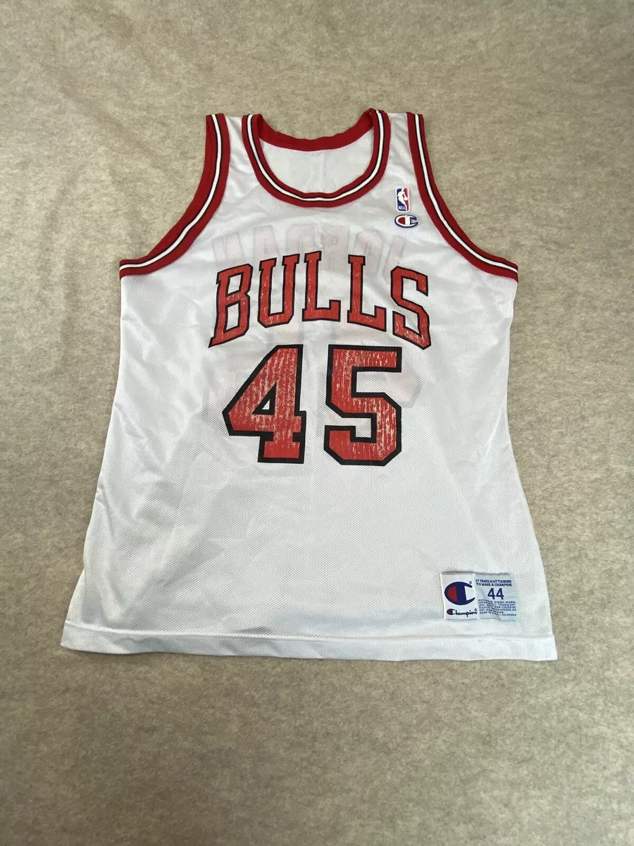Vintage 90’s Champion Michael Jordan #45 Jersey Size 44 White Made In USA