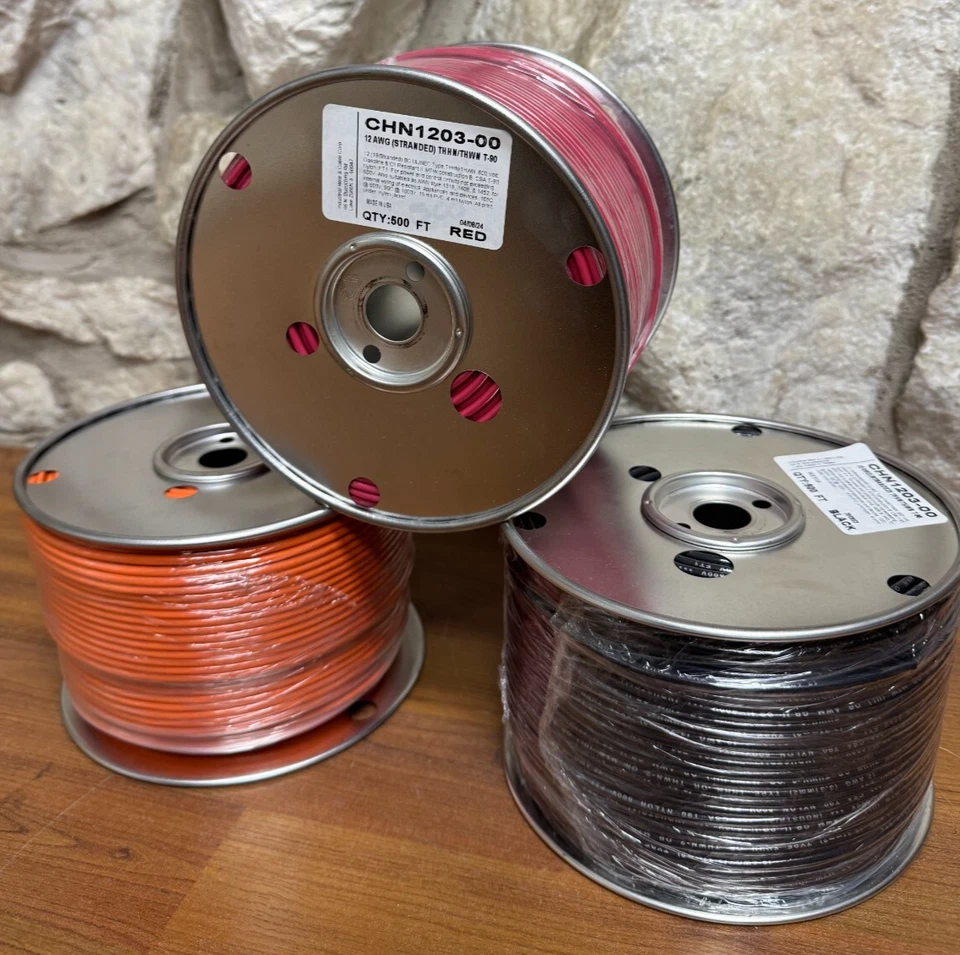 500 FT THHN/THWN WIRE. 12AWG STRANDED BC 600 VOLT. MADE IN USA. 5 COLORS - Image 2 of 3