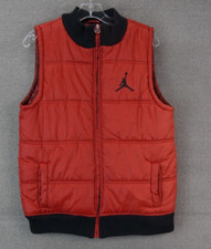 Nike Air Jordan Jumpman Logo Red Full Zip Puffer Vest Youth Sz Large 16/18