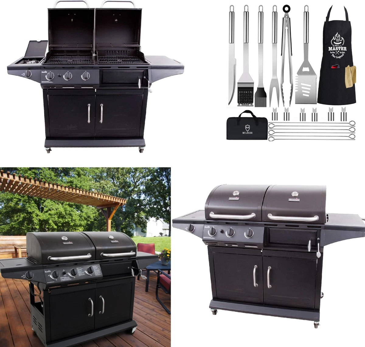 Charcoal gas grill clearance combo