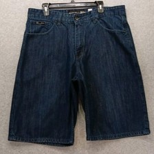 Rocawear Shorts Pants Men's Size 38x12 Dark Blue Denim Baggy Hip Hop Skater Logo