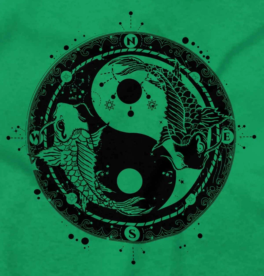 Yin Yang Japanese Koi Fish Geometric Compass Hoodie Hooded Sweatshirt Men Women - Image 2 of 4