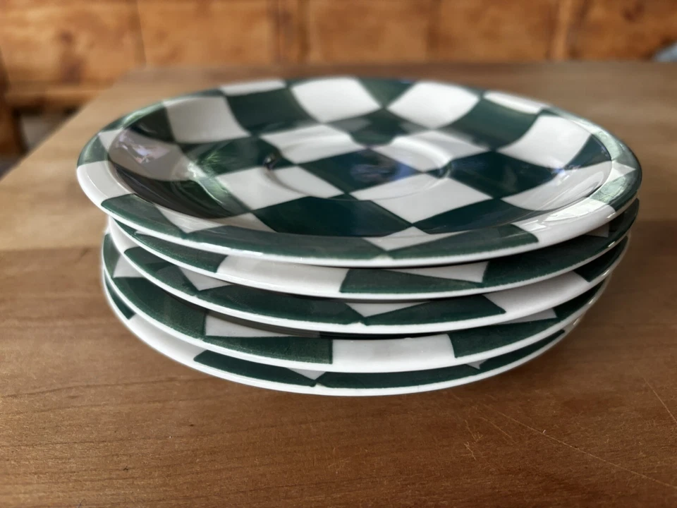 Usado en Excelente Condición Juego de 5 Platillos WBACH 6.5” GREEN CHECK Cuadros WAECHTERSBACH Japón Foto 4 de 4