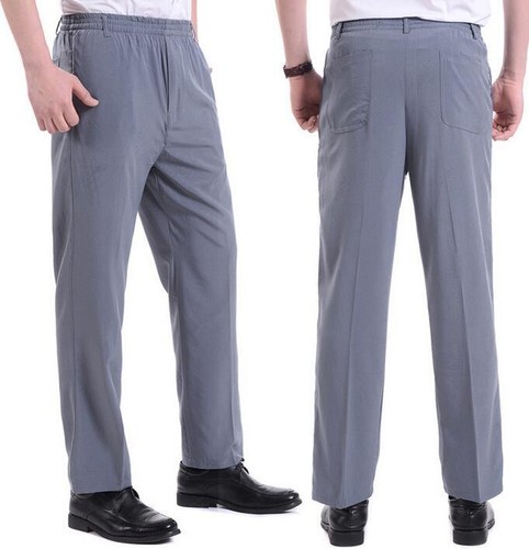 Herren Elastische Taille Dünne Lockere Passform Hose Sommer Freizeit Lange Hose - Bild 19 von 20