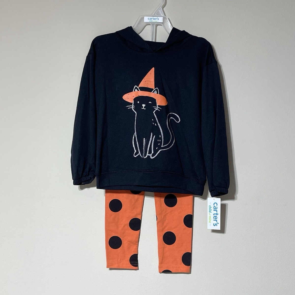 Carter's Piece Halloween Cat Outfit Size NWT! Hooded Shirt