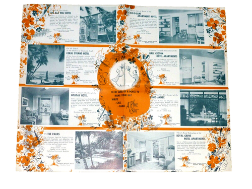 ALTE ILLUSTRIERTE KARTE / BROSCHÜRE HOTELS HERZ VON WAIKIKI HAWAII ZIMMERPREISE - Bild 7 von 7