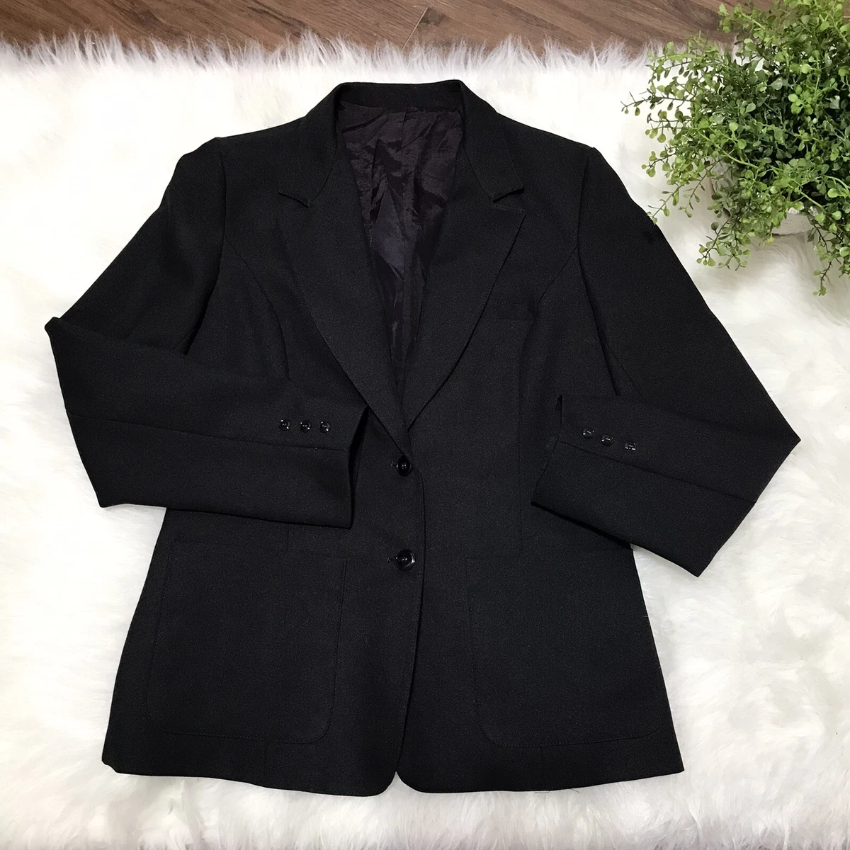 Vintage Motion Jacket JCPenney Size 14 Black 2 Button Blazer