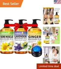 Luxurious Massage Oil Trio for Relaxation & Lymphatic Drainage - Spa Essentials