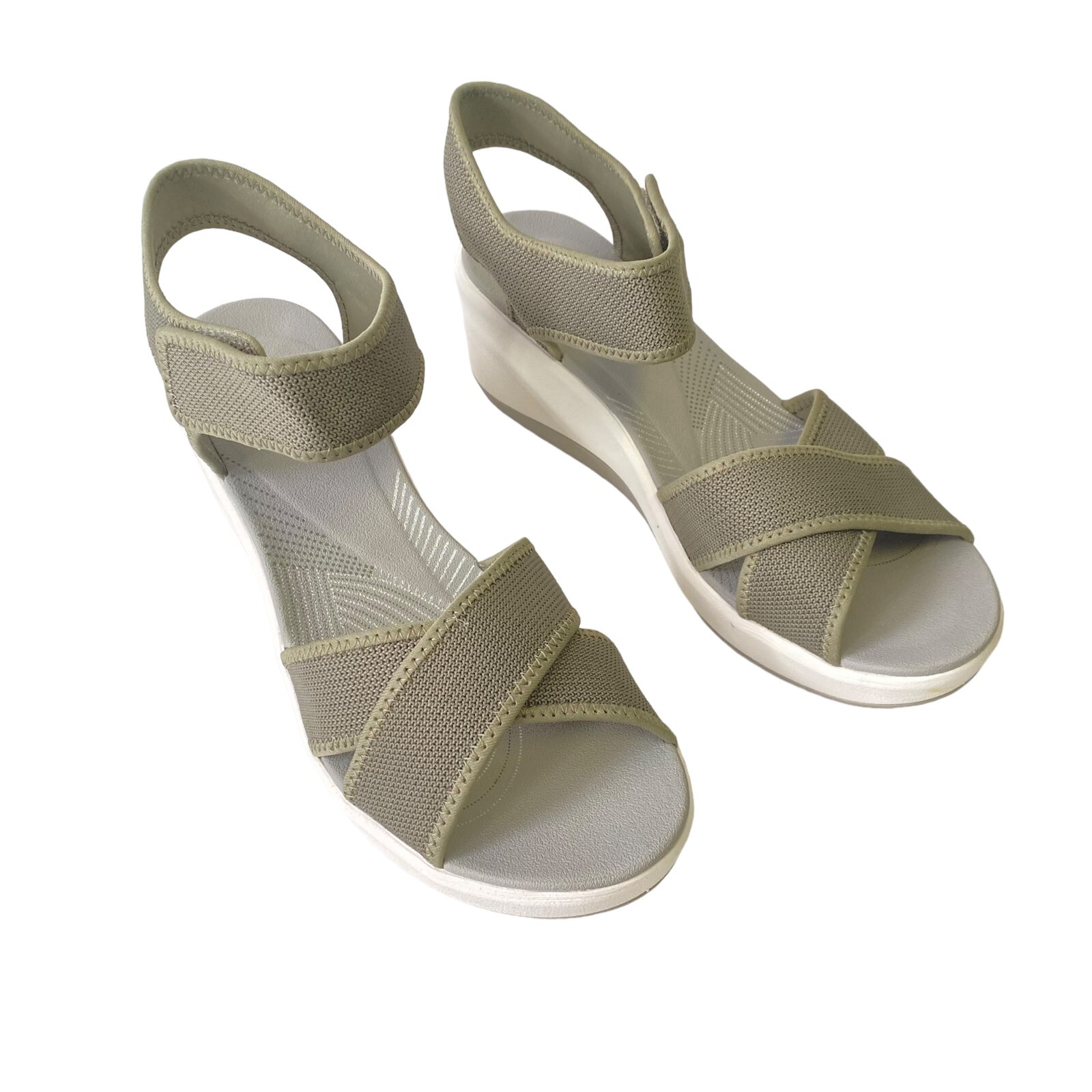 Clarks Cloudsteppers Step Cali Skye Wedge Sport Sandals Dusty Olive Women  Sz 10W | eBay