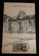 carte postale Côte d'Ivoire Grand-Bassam  au Baoulé -la brousse  avec timbre 08