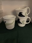 Corelle Mugs / Cups BLACK ORCHID 3.5" Set Of 3 Floral With Green Leaves On White — photo 3