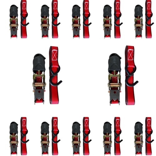24PK Ratchet Tie Down Straps 1in x 10ft 1200LBS Break Strength 400LBS Work Limit - Picture 6 of 11