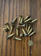 #10 X 3/4” Wood Screws Antique Slotted Flat Head Brass USA For Hinges 20 Pack