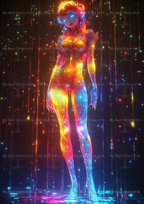 CYBERPUNK WOMAN SEXY ART PRINT, Sci-Fi Fantasy Poster, Futuristic Female Decor