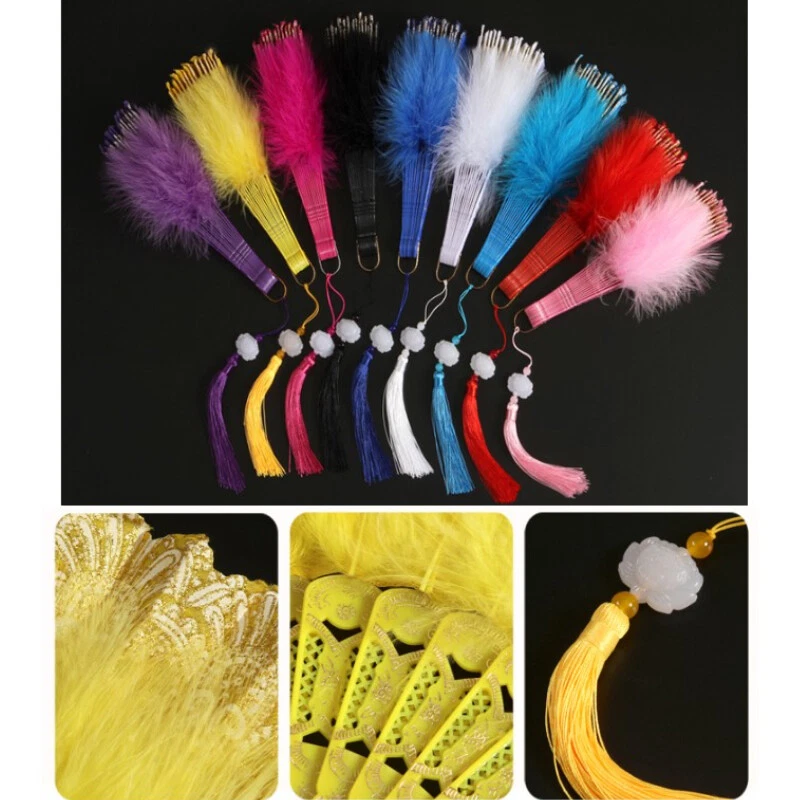 1pc Lace Feather Folding Fan Fluffy Hand fan Gothic for Wedding Dance Stage - Image 2 of 4