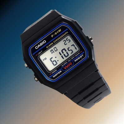 CASIO F-91W-1DG OROLOGIO UOMO DONNA DIGITALE NERO SILICONE