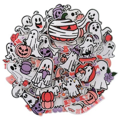 50 Pcs Ghost & Pumpkin Boo Halloween Patches - Cute Embroidered Iron On for C...