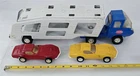 J-843 VINTAGE 1960/70'S PRESSED STEEL TONKA CAR CARRIER WITH TWO CARS