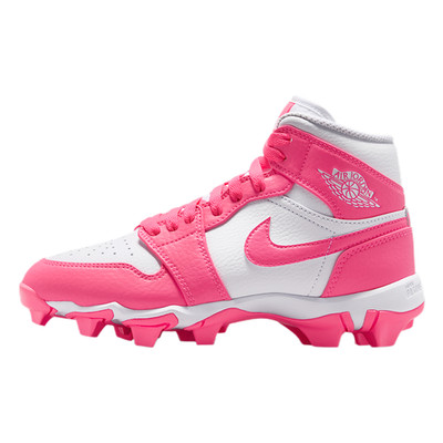 Jordan 1 Mid Little/Big Kids' Cleats (White/Sunset Pulse/Digital