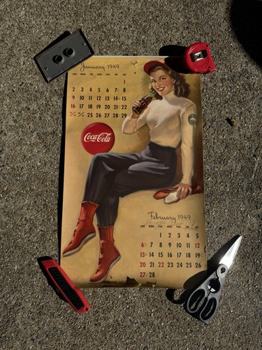 1949 Original Coca Cola Calendar Used 13”x22” Advertising Coke Vitnage