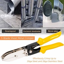 5-Blade Sheet Metal Crimper Pliers Crimp 24 Gauge Steel and 28 Gauge Stainless