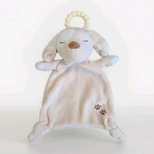 Douglas Baby Lovey Tan White Plush Flat Blanket Puppy Dog 10"