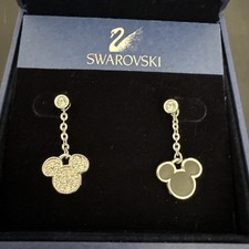 Swarovski Disney Mickey Mouse Head Reversible Earrings In Original Box