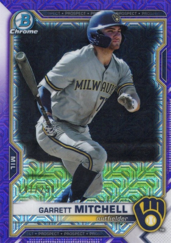Garrett Mitchell 2021 Bowman Chrome Prospects Mojo Purple Refractor /250 BCP-204