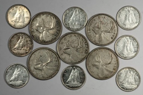 Mixed Lot Of 80% Silver Canadian Coins - $2.05 Face Value, 1.23 Tr Oz Pure Ag
